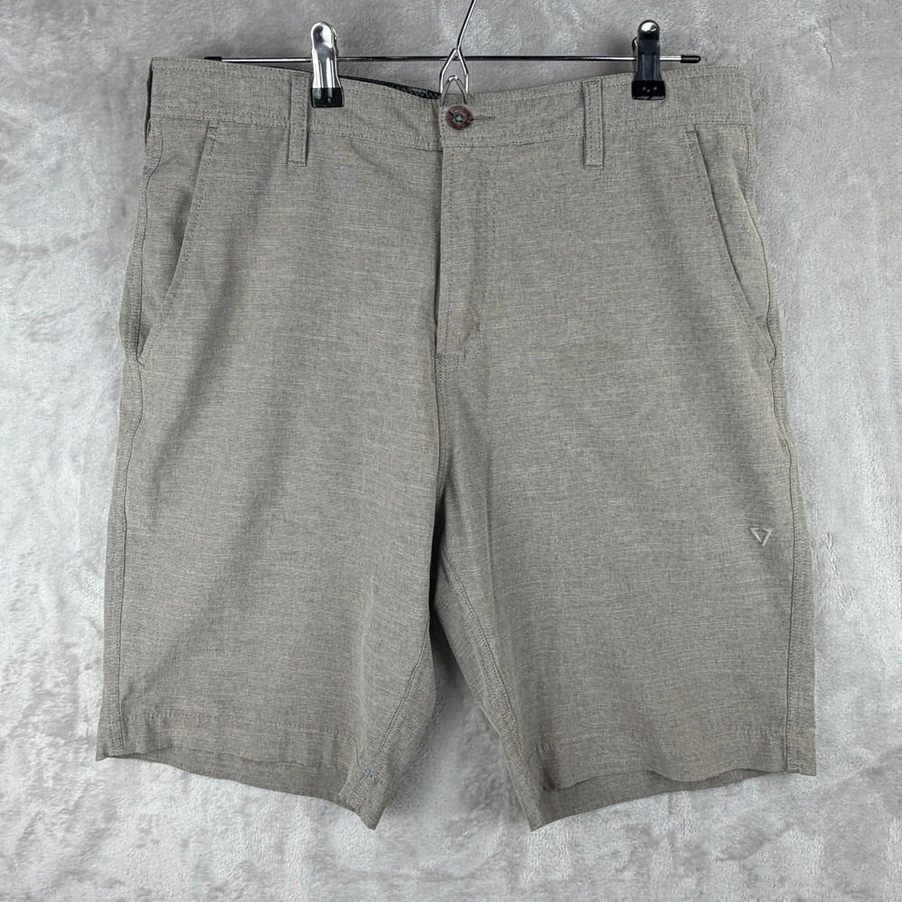 Vissla Mens Hybrid Walkshorts Khaki Heather Stretch Upcycled Coconut Size 33
